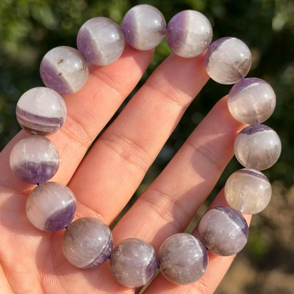 14mm‎ stretchable half half dream amethyst bracelet 1158